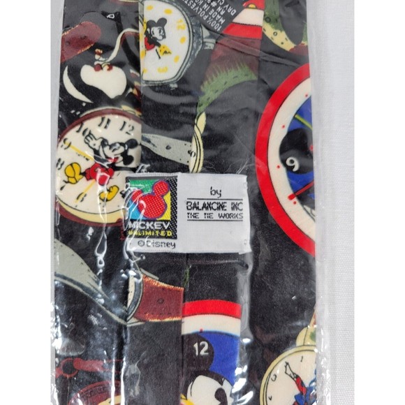 Vintage Disney Mickey Mouse Clock Wrist Watch Neck Tie By Balancine Inc - Picture 2 of 5